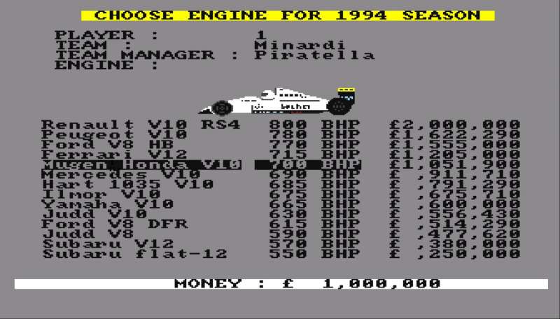 Formula One Challenge Classic Amiga game